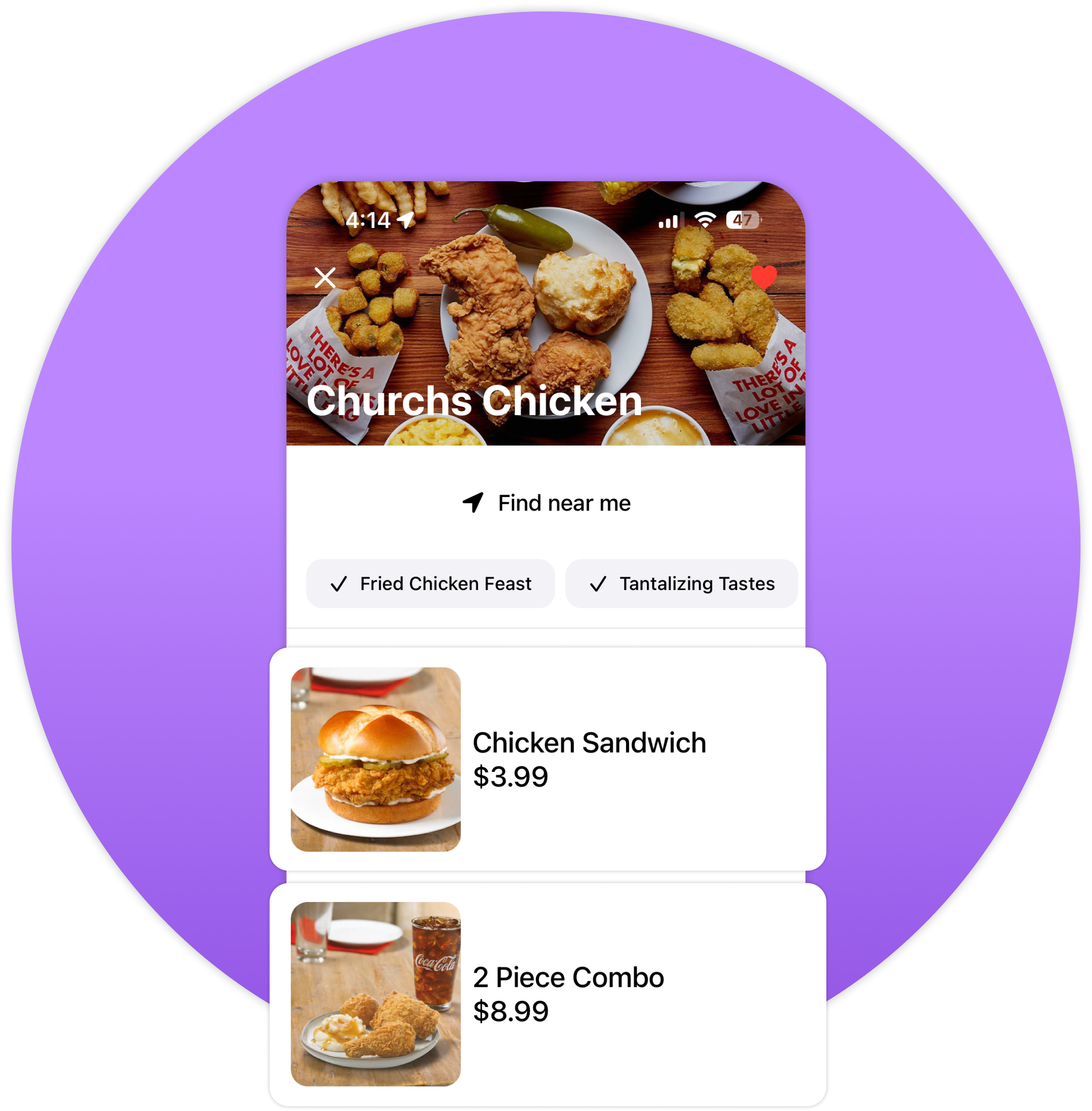 Find delicious meals without the cost | Churchs Chicken - Chicken Sandwich, 2 Piece Combo | Cheap Eats: Food Finder