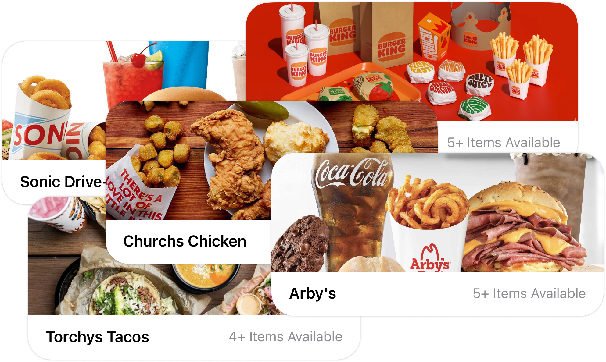 Your Plate, Your Choice. Versatile Variety | Arbys, Churchs Chicken, Burger King, Sonic Drive-in, Torchys Tacos | Cheap Eats: Food Finder