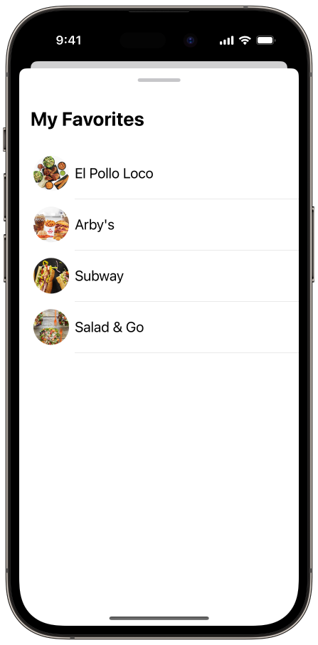 Easily access your saved favorite meals with 'My Favorites' list | Cheap Eats: Food Finder